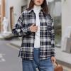Spring and Autumn New Trend American Retro Wool Plaid Shirt Women's Loose Casual Lazy Lapel Long Sleeve Shirt