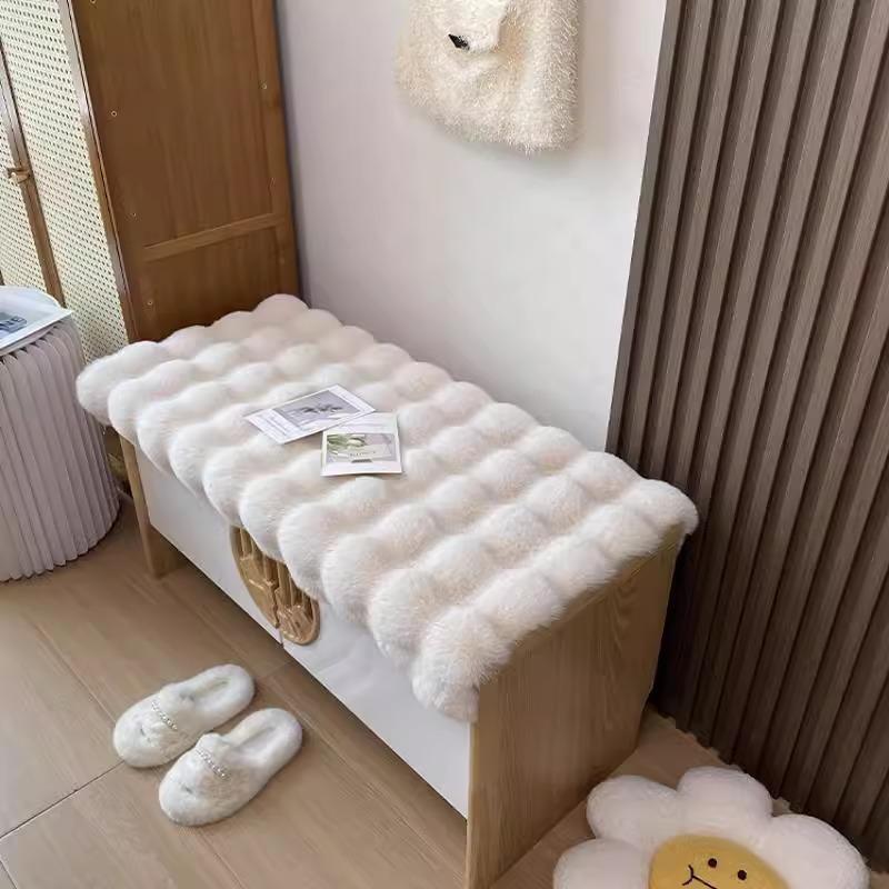 Rabbit Plush Shoe Changing Stool with Cushion and Mat