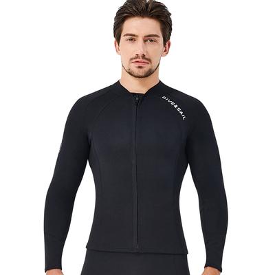 Kurtka neoprenowa z długim rękawem 2 mm z przodu Idealna do wędkarstwa rzecznego i skałkowego Męski zamek błyskawiczny, Surfing, Snorkeling, Wspinaczka, (D240002M-BK-M)