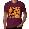 Design Abstract Camouflage Fluid Shapes in Neon Colors T-Shirt Orange Glowing Trippy Luminance Pattern designer clothes2024
