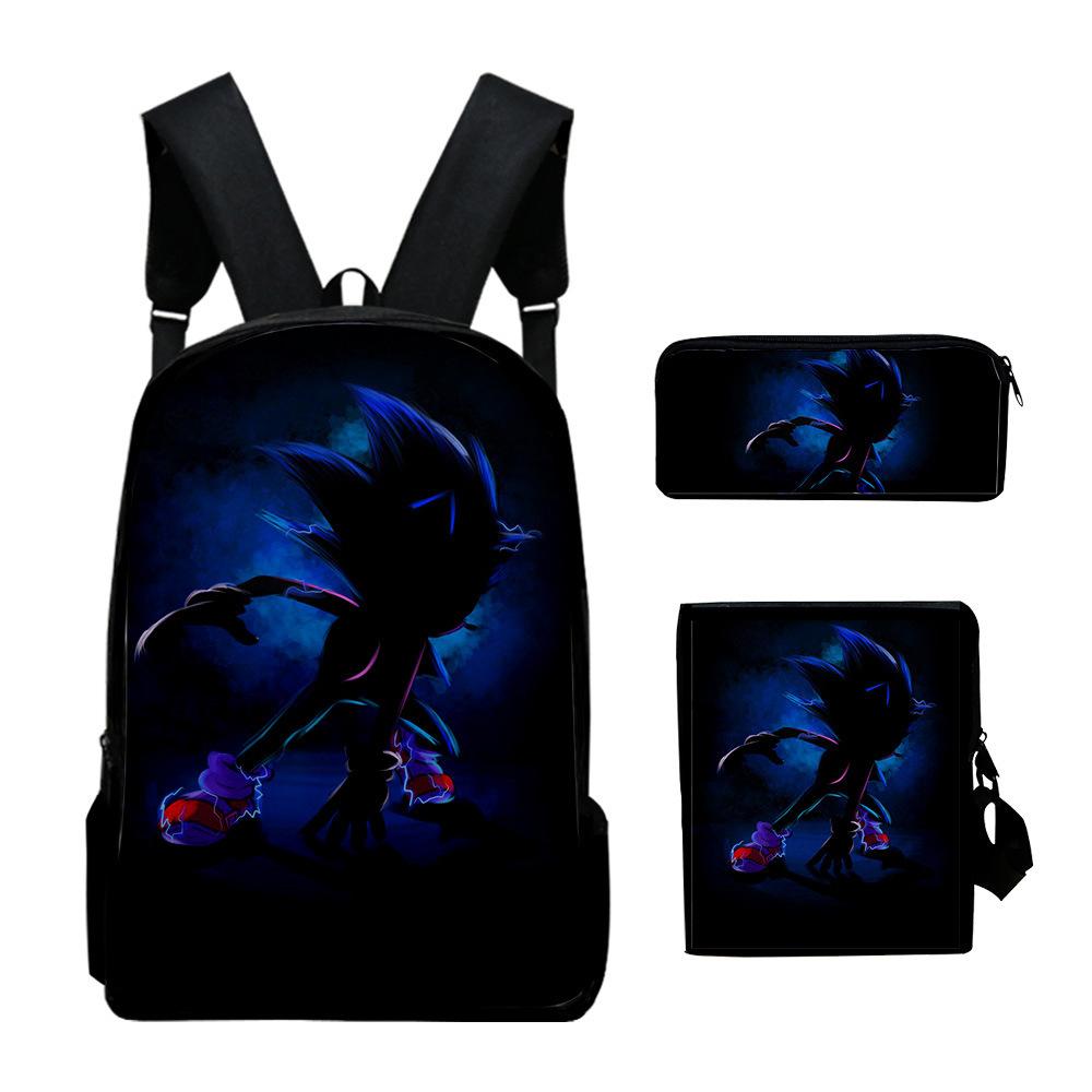 Anime Sonic Backpack Set 3D Printed Backpack Three-Piece Set