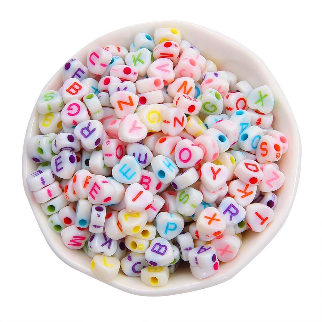 50-100Pcs Multi Size Shape Acrylic Letter Loose Spacer Beads For Jewelry Making