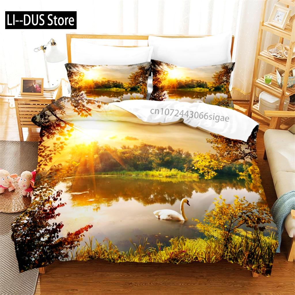 Comforter Natural Scenery Bedding Set 3D Bedding Digital Printing Queen Size Bedding Set Fashion Design