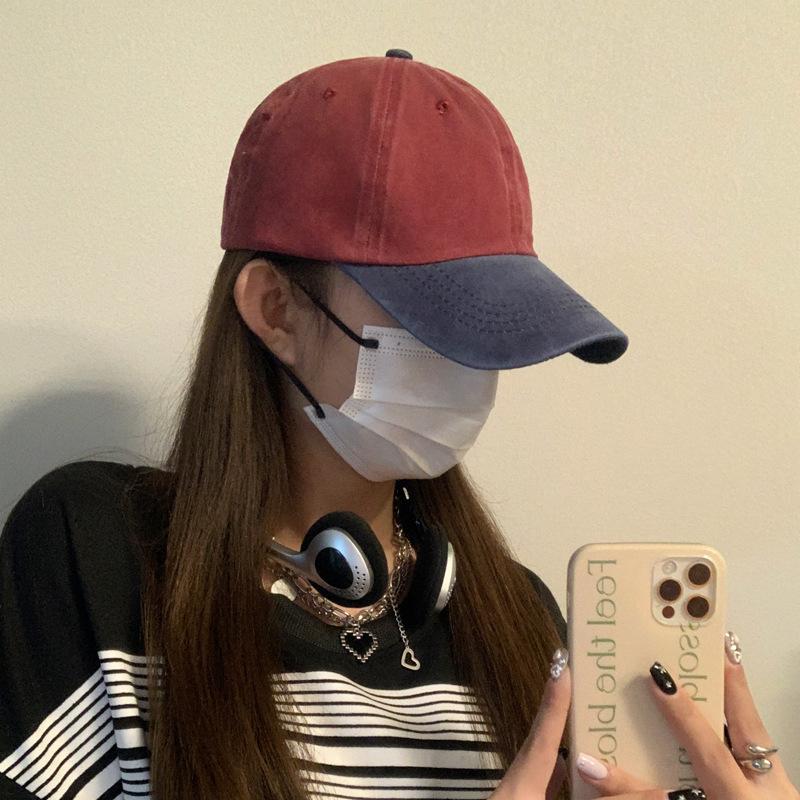 Contrast Baseball Hat For Men And Women Vintage Cotton Peaked Cap Solid Color Color Duck Tongue Caps Outdoor Use Sun Protection Visors Ricygvm