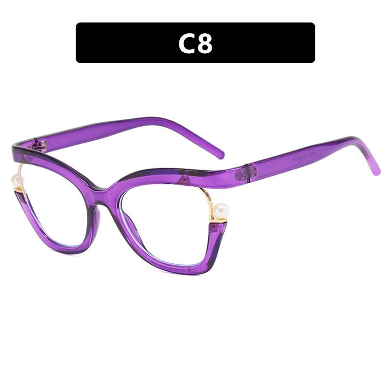 Pearl irregular glasses frame new anti-blue light women's flat glasses European and American ins glasses frame concave shape