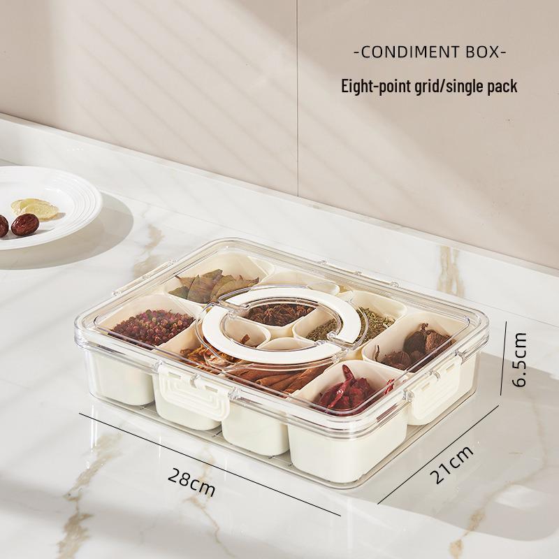 Multi-Grid Spice Storage Box: Airtight Food-Grade Containers for Star Anise, Sichuan Peppercorn, and More.