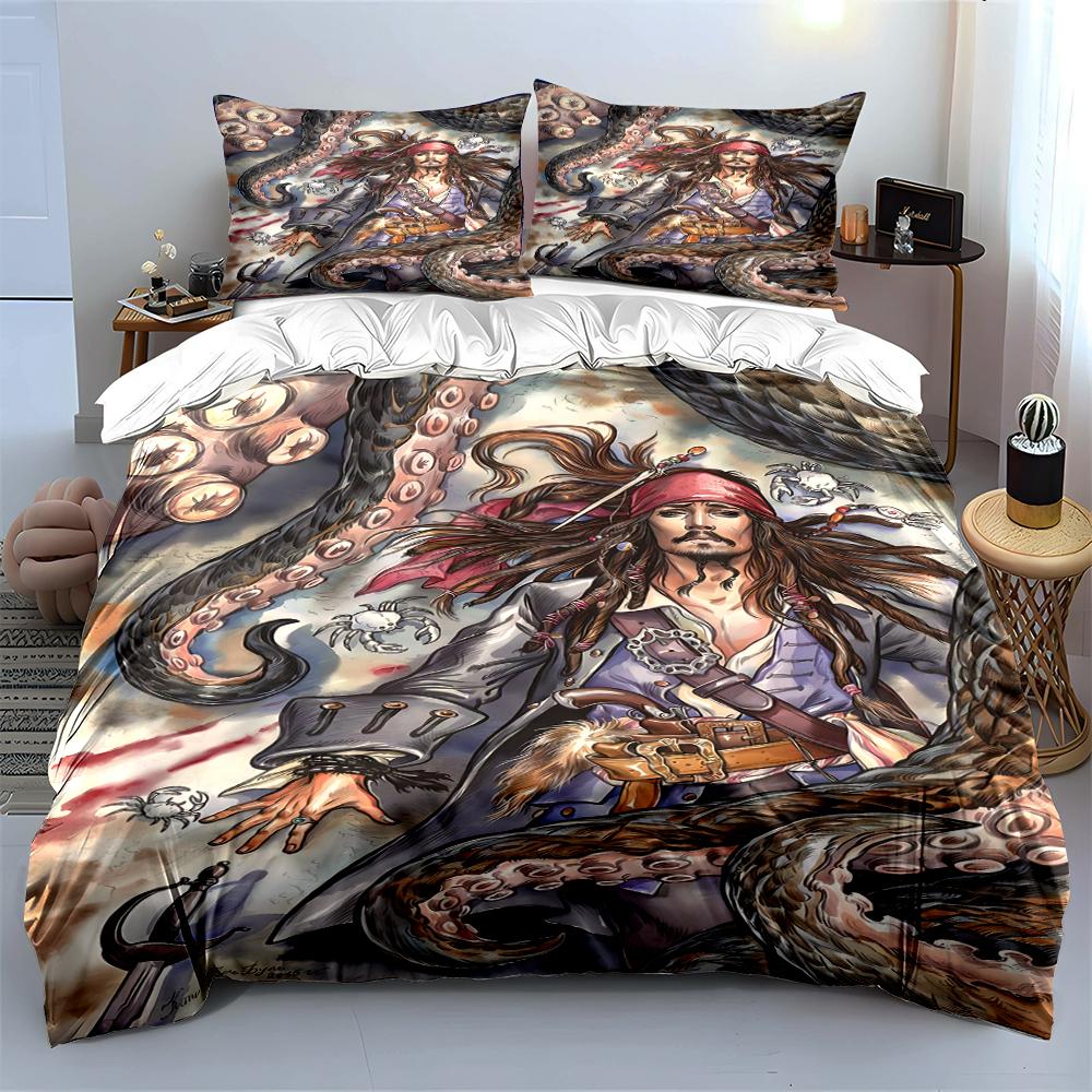 Pirate Design Bedding Set with Octopus Theme Bedding set (1 duvet cover, 2 pillowcases, duvet not included)