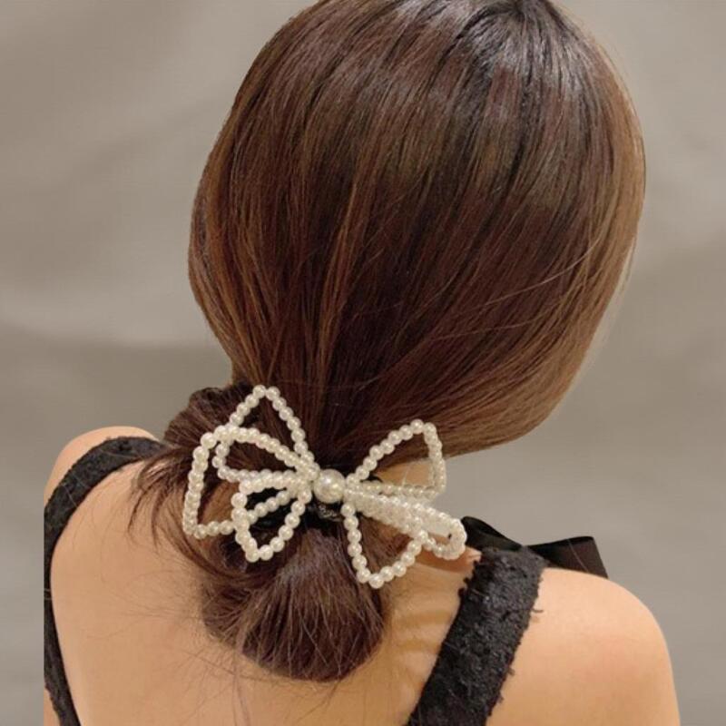 Women's Ribbon Cubic Pearl Hairpin Low Bun Style
