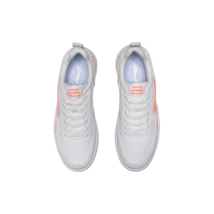 Li Ning Abrasion Resistant Breathable Abrasion Resistant Breathable Low top Skateboard Shoes Men's White Orange AGCQ449-1
