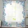 Blue Watercolor Flower Sheer Window Curtains For Living Room Kitchen Children Bedroom Voile Hanging Curtain