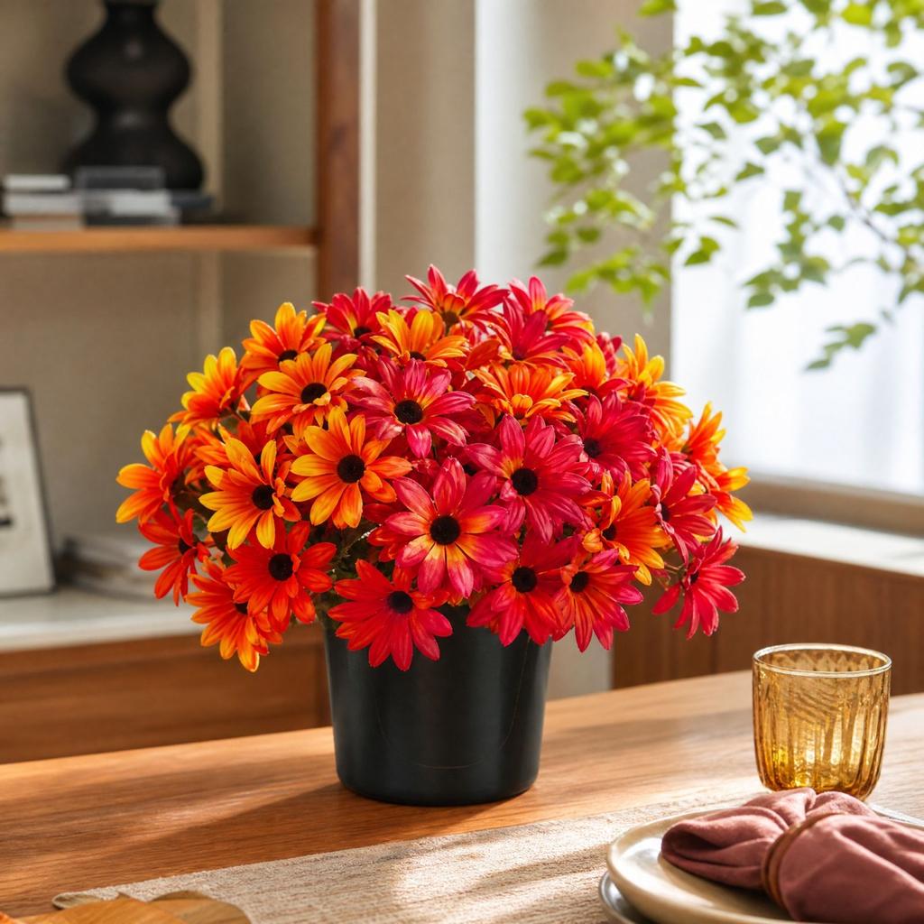 Artificial and Potted Flower Arrangement for Fall Home Decor, Dining Table, Living Room, Bedroom and Outdoor Garden