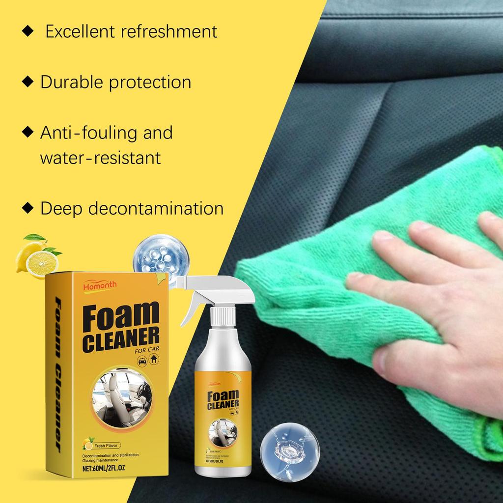 Multi Purpose Foam Cleaner For Car Interior Leather Seat Upholstery Fabric Sofa Household Stain Remover 60ML