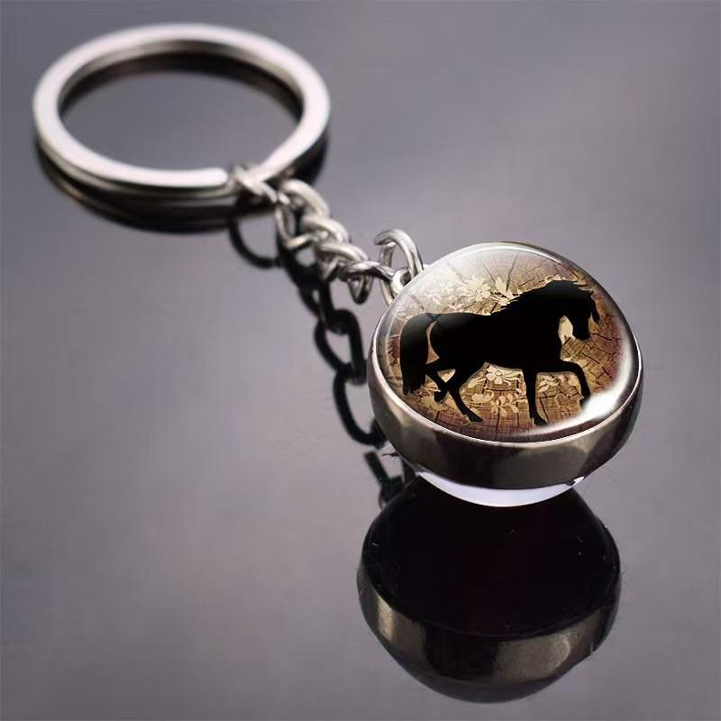 Glass Key Tag With Animal Motif And Round Shape For Gift And Everyday Carry