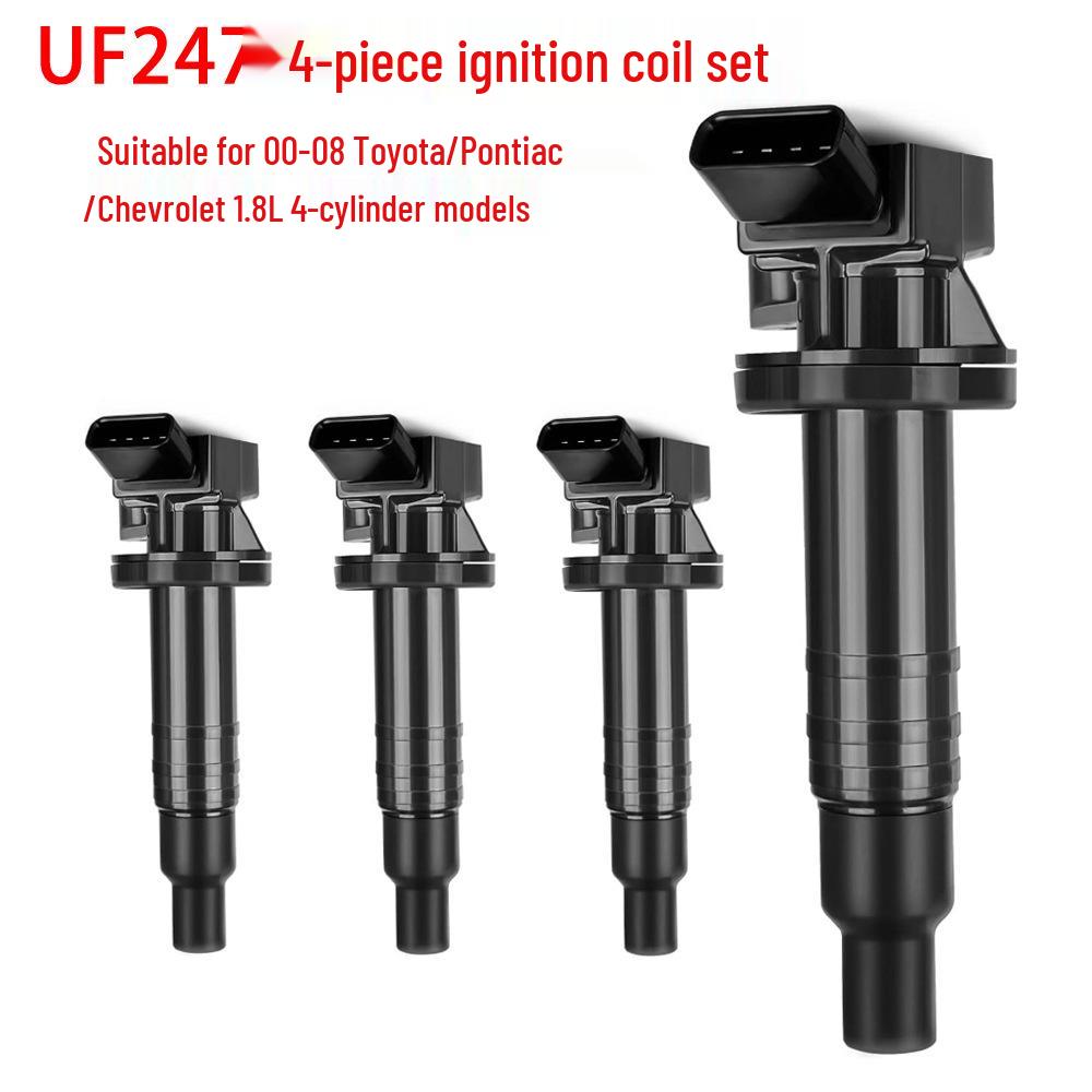 UF247 Ignition Coil Set, 4-Piece, Compatible with 2000-2008 Toyota, Pontiac, Chevrolet 1.8L 4-Cylinder Engines.
