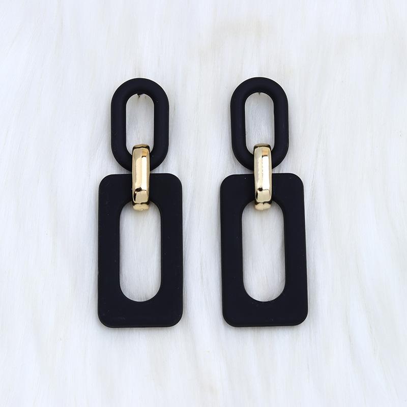 Rectangle Hollow Splicing Acrylic Earrings Stud Earrings Retro Personality Niche Earrings Ear Jewelry Women