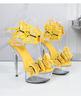 Strap Shoes Butterfly Sexy Super High Heels 15CM Thin Heel Waterproof Platform Sandals Transparent Crystal LFD