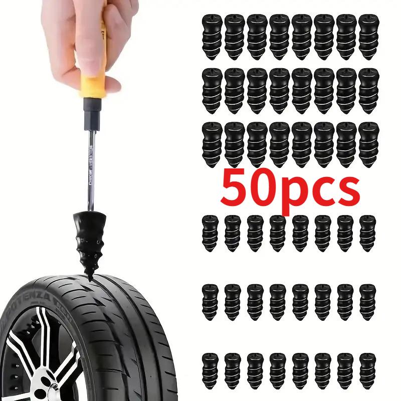 50pcs Self-Service Rubber Screws for Tire Repair | Universal Rubber Studs for Fixing Punctured Car and Motorcycle Tires, Chemical-Free