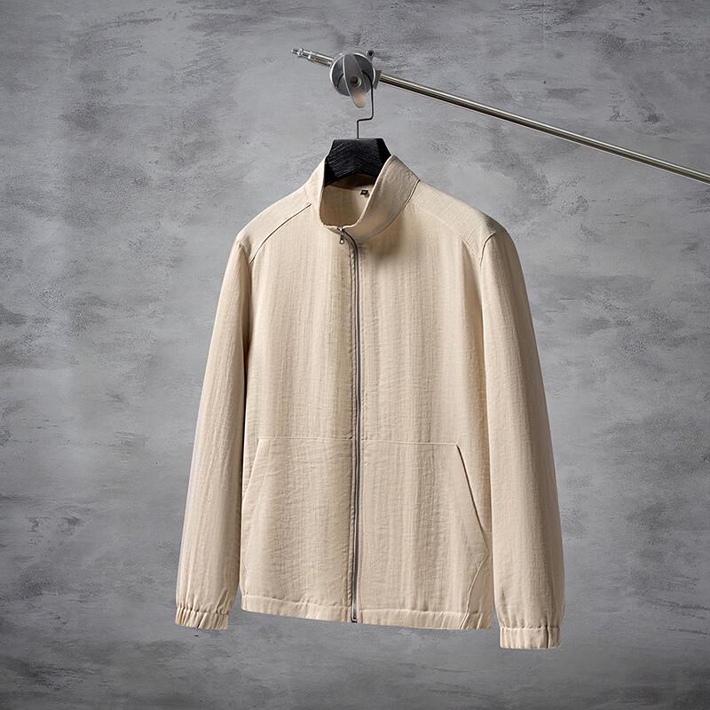 JOW Men s Light Luxury Linen Blend Stand-Collar Jacket 50
