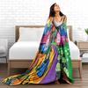 Colorful Fairy Tale Village Landscape Printed Blanket Blanket Decor Blanket, Suitable for Use In the Bedroom, Living Room, On the Sofa
