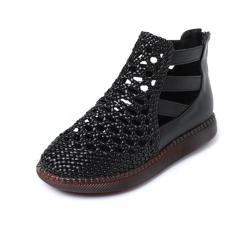 

Fashion GKTINOO Large Size 2025 Genuine Leather Summer Sandals Breathable Hollow Boots Flat Soft Non-slip Comfortable Sandalias De Mujer 220