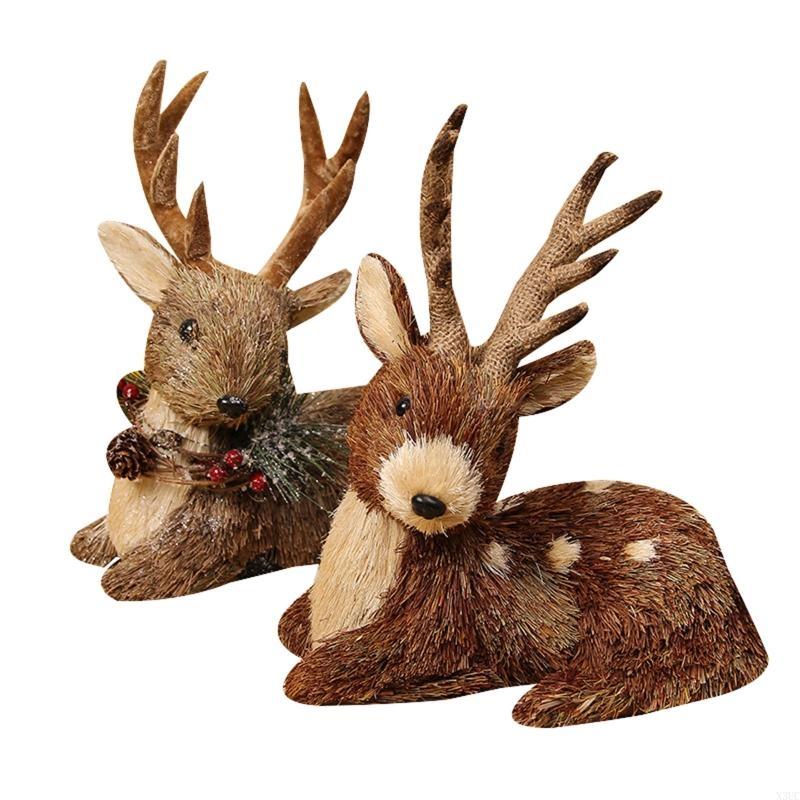 

Straw Grass Elk Ornament Woven Christmas Sitting Deer for Doll Animal Figurine D X3UC China Mainland