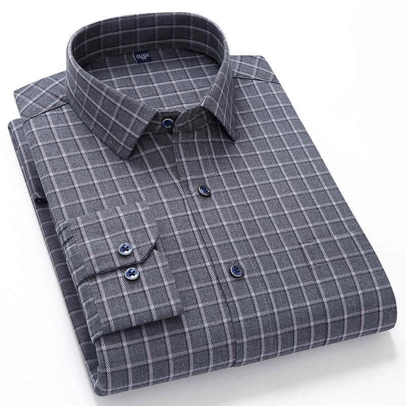 High Quality Men's Autumn New Long Sleeve Shirt Soft Fit British Style Home Leisure 100% Cotton Plaid Stripe Outdoor Travel Tops