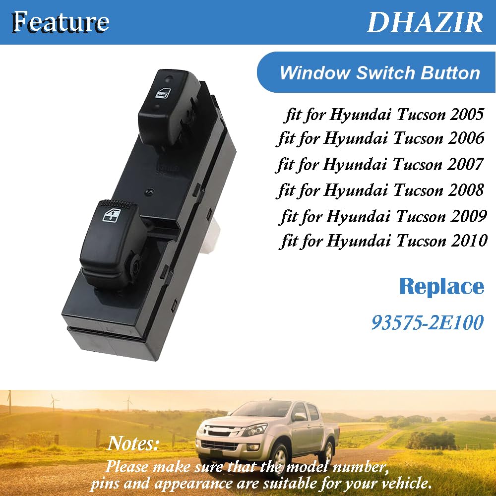 93575-2E100 Master Power Window Switch Front Right Side Fit for Hyundai Tucson 2005 2006 2007 2008 2009 2010
