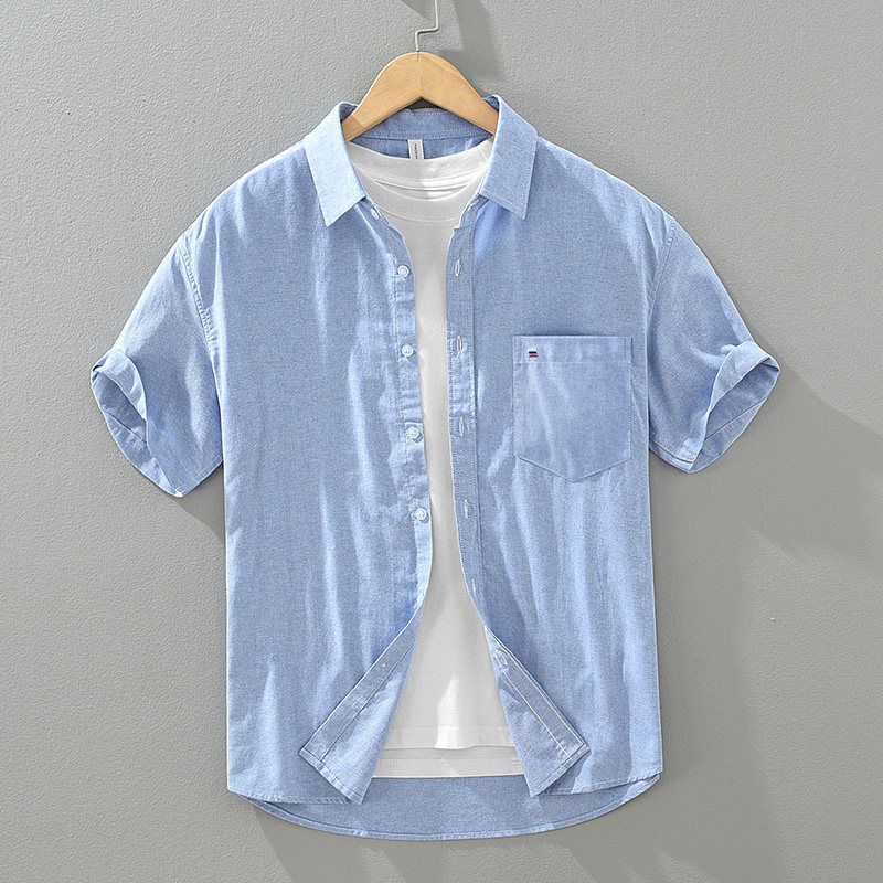 Foreign Trade Surplus Simple Soft Short-Sleeve White Shirt for Men, Comfortable High-End Casual Breathable Shirt