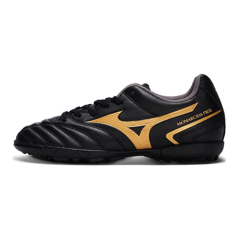 Mizuno Artificial Turf Durable Low-Top Kids Soccer Shoes Black And Gold Kids Soccer Shoes P1GE232550