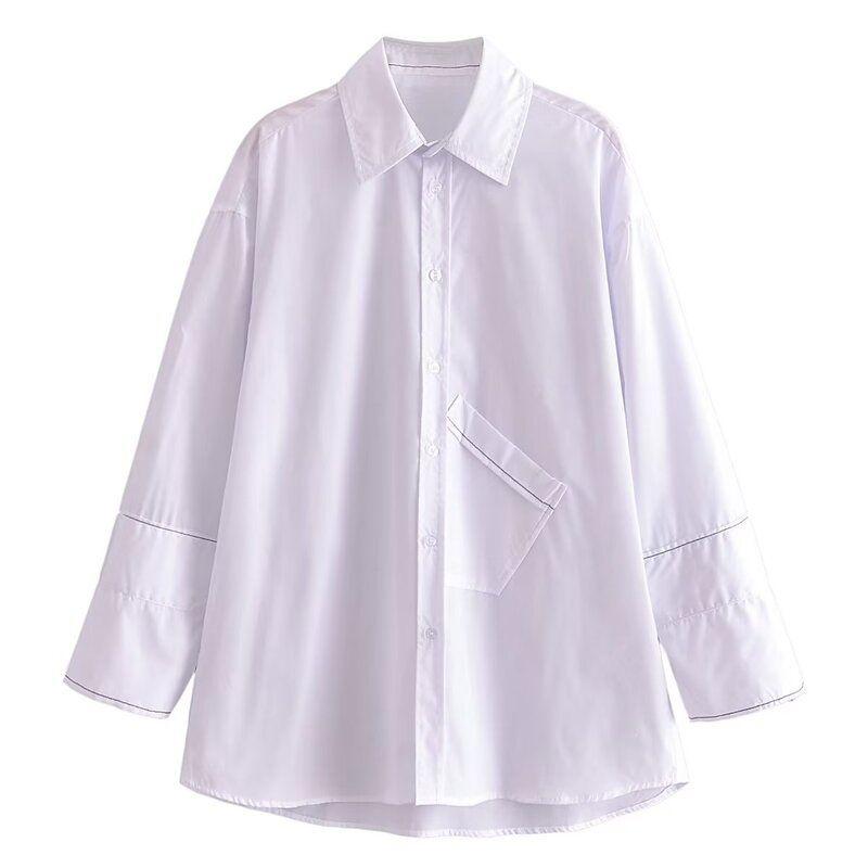 Fashion Style Autumn New Women's Clothing Stylish Versatile Asymmetric Pocket Loose Shirt 8289231 250