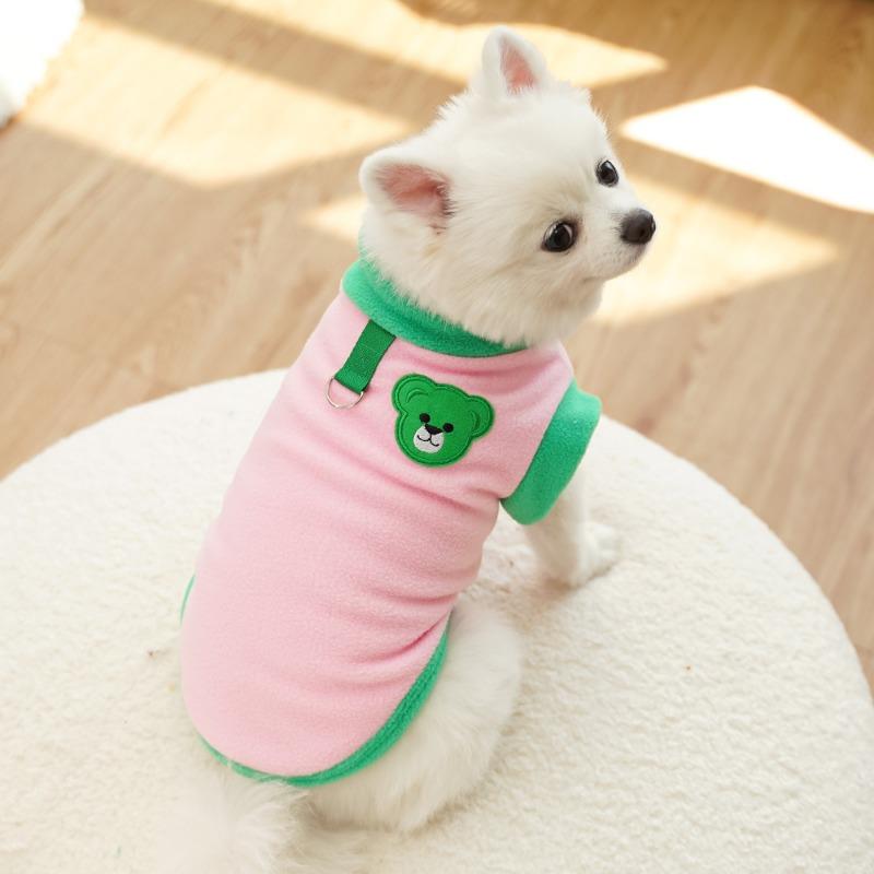 Pet British Short and Medium-sized Dog and Cat Clothes for Autumn and Winter Fleece Can Be Used To Leash Cats