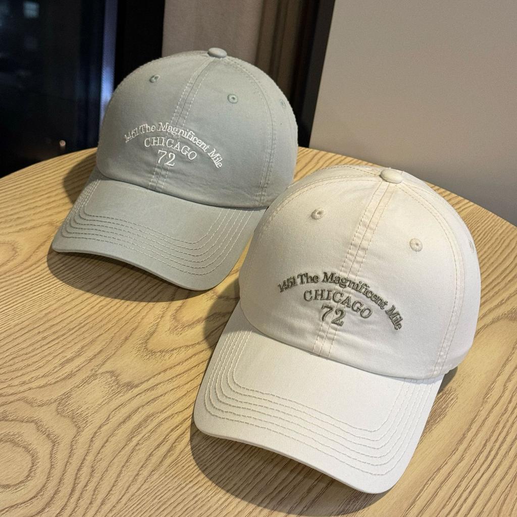 New American Retro Letter Embroidery Deep-fit Soft-top Baseball Cap, Sun Protection, Face-slimming, Versatile Duckbill Cap