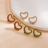 CARLIDANA Ins Dainty Heart Studs Mini Hollow Heart Shaped Stud Earrings Gold Plated Stainless Steel Pave Stud Earrings Women