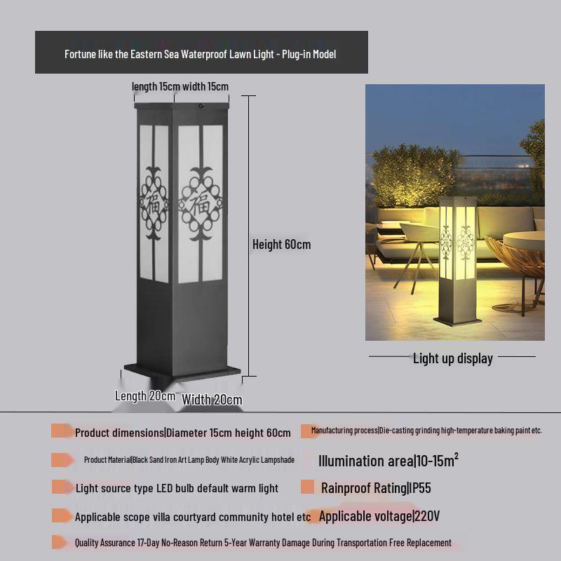 Solar-Powered Waterproof Lawn Light for Outdoor Garden or Villa