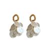 Silver Needle Geometric Shell Fringed Earrings French Exquisite Temperament Earrings Women's Elegant Fashion Earrings Design Sense Niche