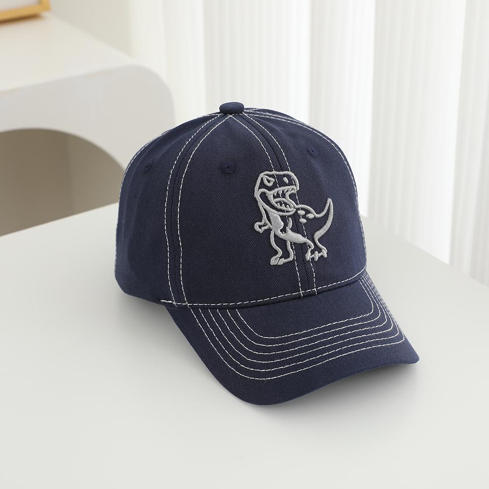 Einfarbige bestickte Dinosaurier-Baseballkappe, Baumwolle, schweißabsorbierend und atmungsaktiv, lässige Mütze