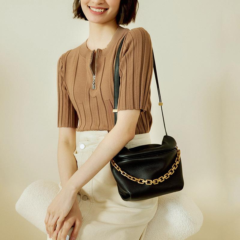 

Women s Leather Pleated Cloud Bag, New Fashion Chain Dumpling Bag, Single Shoulder Crossbody Bag