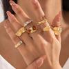 6Pcs/Set Vintage Liquid Wrinkled Irregular Rings for Women Punk Geometric Metal Multi-Layer Chain Open Rings Set Jewelry Gifts