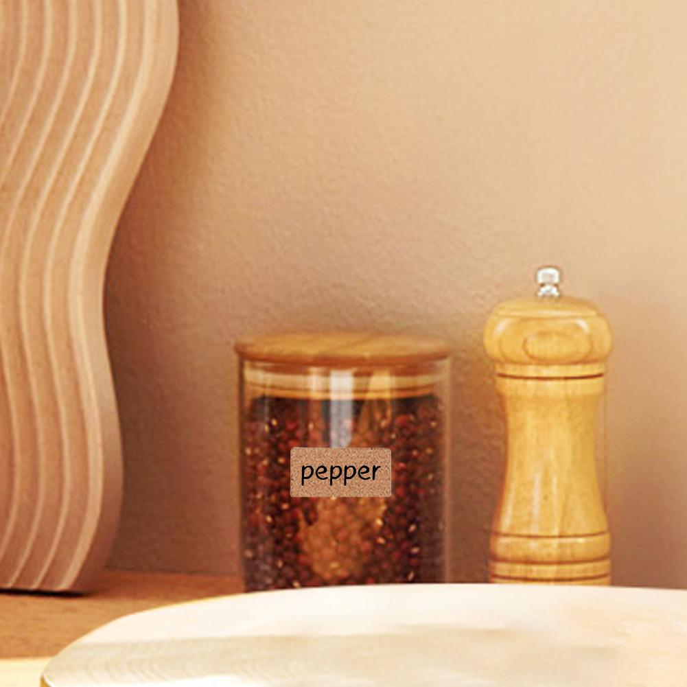 Cork Sticker Self Adhesive Biscuit Bag Seal Sticker Classification Label Spice Container Tags Sticker for Household Kitchen
