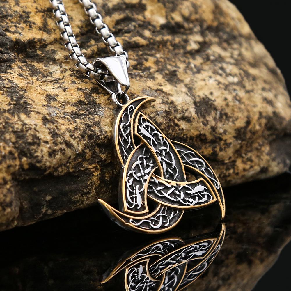 Men's Hip-Hop Stainless Steel Evil Eye & Hand Triangle Pendant Necklace