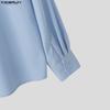INCERUN Elegant Men Shirts Long Sleeve Button Up Casual Oversized Tops