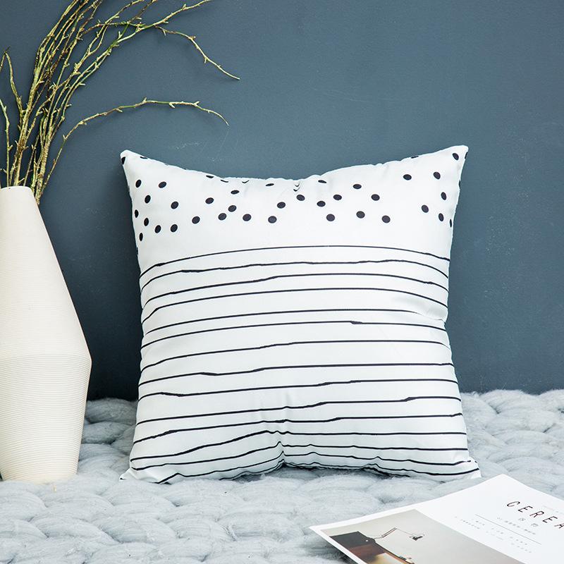 Nordic Throw Pillow Cover Plush Black and White Geometric Striped Simple Pillow Cover Sofa Cushion Cover