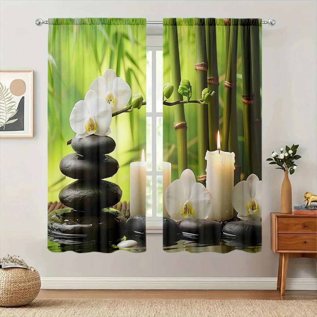 Zen Sense Printed Curtain for Home Decor - Rod Pocket Window Treatment for Bedroom   Kitchen   Living Room