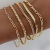 5pcs 18k Gold-plated Stainless Steel Bracelet Set for Women, an Elegant and Luxurious Jewelry Set for Women That Never Fades