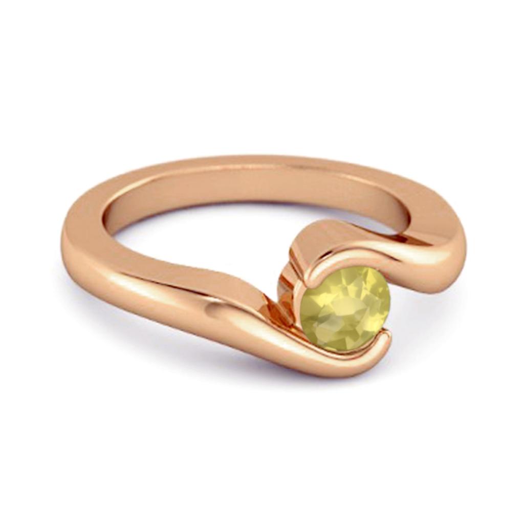 Lemon Quartz Modern Bypass Band Ring - 925 Sterling Silver Rose Gold Vermeil