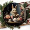 Metal Wall Art Poster Victorian Bunny Wreath 8x8 Inch for Home Decor