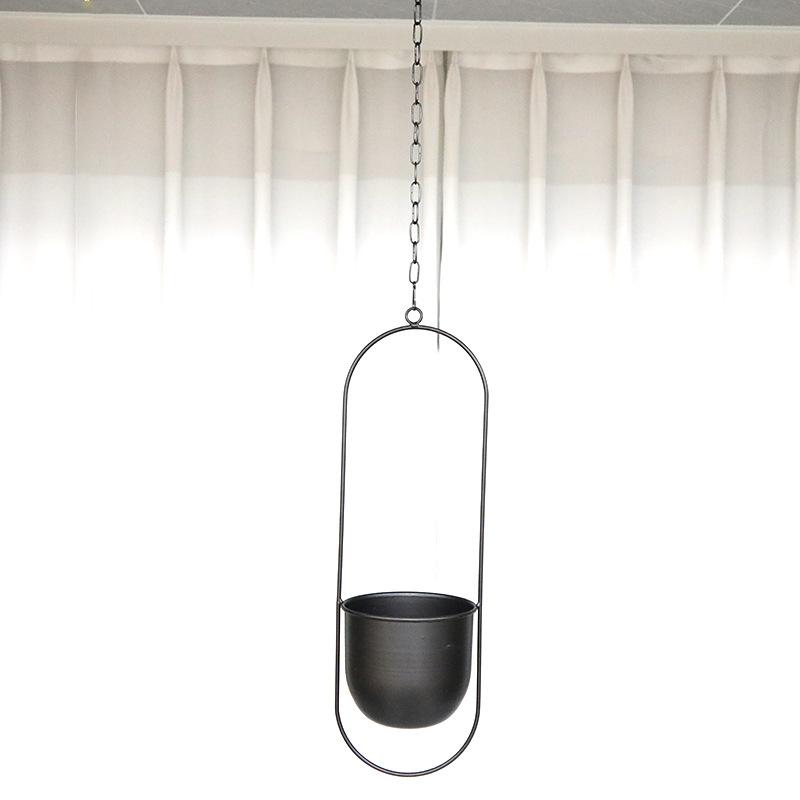 1pcs Minimalist Modern Creative Hanging Iron Flower Pot Balcony Hanging Plant Decor Hanging Basket Planter Metal Hanging Basket чёрный