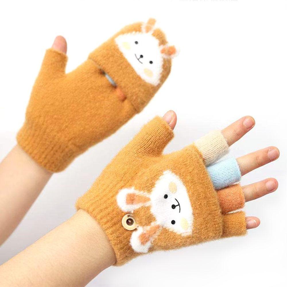 Baby Boys Girls Plush Soft Cute Thick Warm Knitted Mittens Kids Gloves
