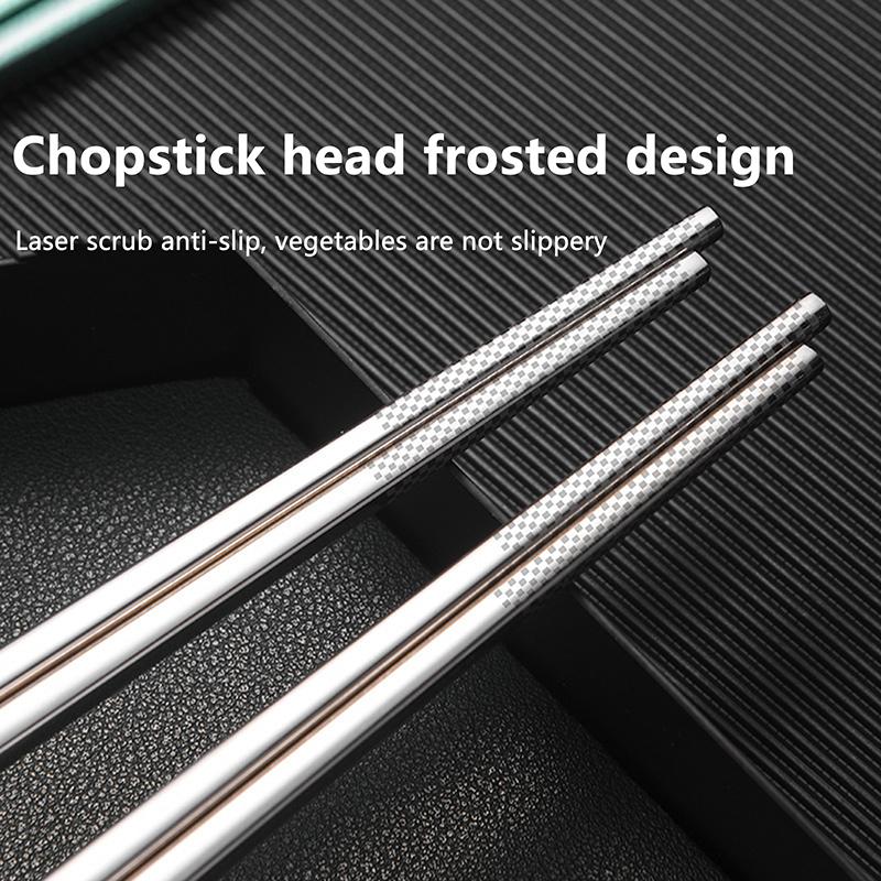 Stal nierdzewna 304 Pałeczki Lunch Zastawa stołowa Podróżne Przenośne Antypoślizgowe Pałeczki z Pudełkiem do Przechowywania Uchwyt Kuchenna Zastawa stołowa