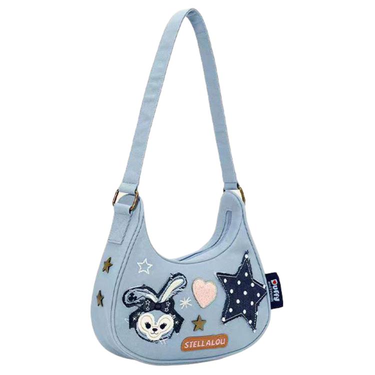 New Disney Duffy And Friends Cowboy Style Series Denim Shoulder Bag Women's Blue 200Q324S012